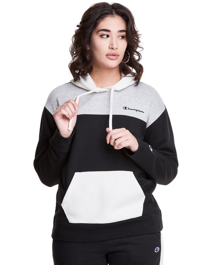 Sudadera Con Capucha Champion Mujer - Colorblock Fleece ( Negras/Gris ) 7083149-HW